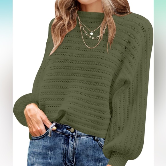 Zesica Women's Casual Long Sleeve Crew Neck Cable Knit Loose Pullover Sweater - Picture 7 of 12